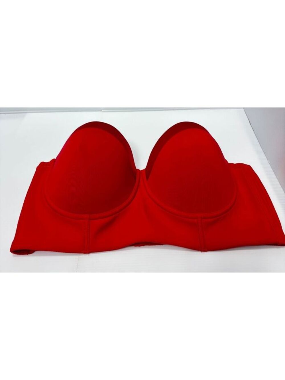 Red Strapless Longline Bra Top Size 36DDD with Hook and Eye Closure